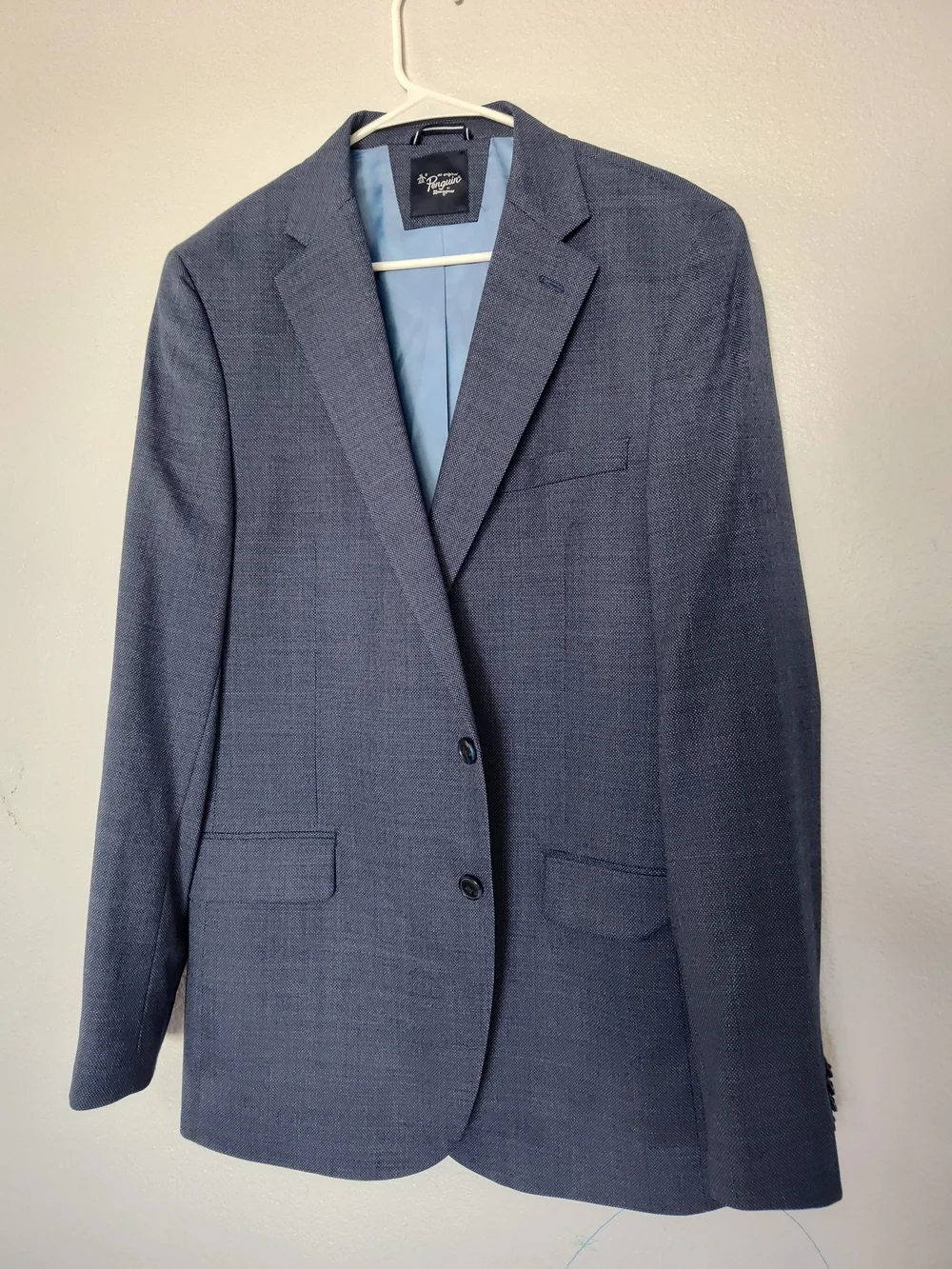 Original Penguin Navy Textured Sport Coat with Light Blue Lining Mens Size 44L